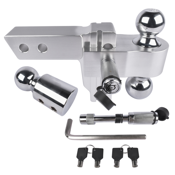 拖车挂接装置 2" Receiver 12500 LBS Adjustable Trailer Hitch 4" Drop/Rise Tow Hitch Aluminum Drop Hitch 1-7/8", 2", 2-5/16" Tri-Ball-5