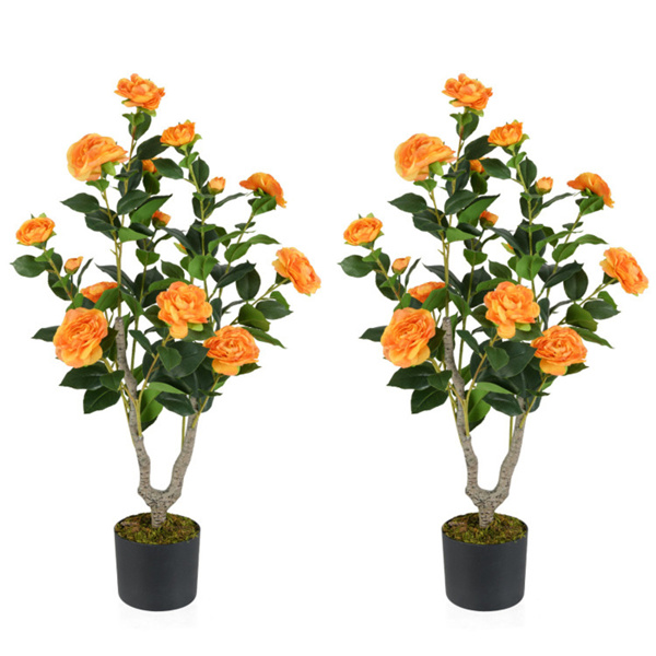 2件套橙色人工山茶花 -1