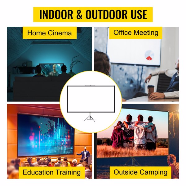 80 Inch Tripod Projector Screen, 16:9 HD 4K Portable Projection Screen with Adjustable Stand, Wrinkle-Free for Indoor & Outdoor Movies, Home Cinema, Gaming, Office Use-7