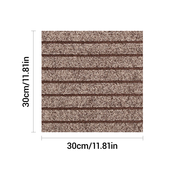 七条纹垫自粘地毯地垫 30*30 (Color:Brown, 颜色:棕色 10片-3