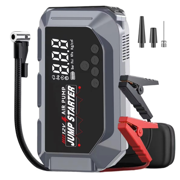 带空气压缩机的汽车应急启动器 12V 2000A 7.0L 汽油/5.5L 柴油汽车电池启动器数字轮胎充气机-1