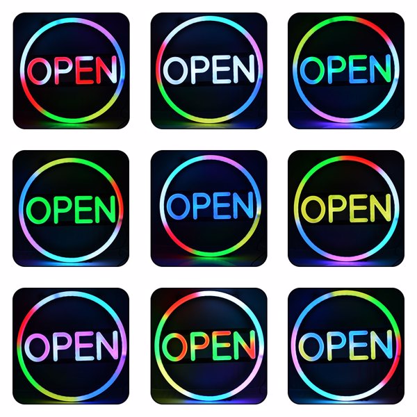 24W圆框Open霓虹灯广告牌带遥控器（美规110V插头）-8