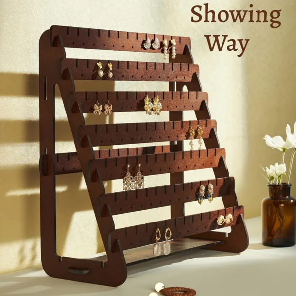 Earring Stand Wood Earring Display Stands Retro Earring Holder Jewelry Organizer-6