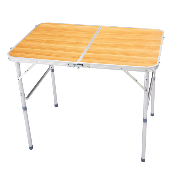 3ft 木纹色  户外折叠桌  铝合金  长方形  50kg 两折桌面-5