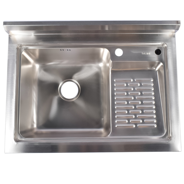 A1-28.3in不锈钢水槽 28.3in Stainless Steel Sink, Left Sink, Right Wash, Silver with Water Faucet Free Standing Laundry Sink with Washboard Silver-5