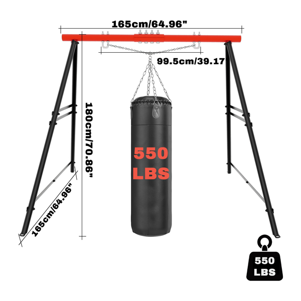 Swing Sets for Backyard, Swingset Outdoor for Kids, Toddler Porch Swing, Metal A-Frame Swing Stand for Indoor, Adult Backyard Swing Frame, Easy to Assemble, Red (without Swing)-2
