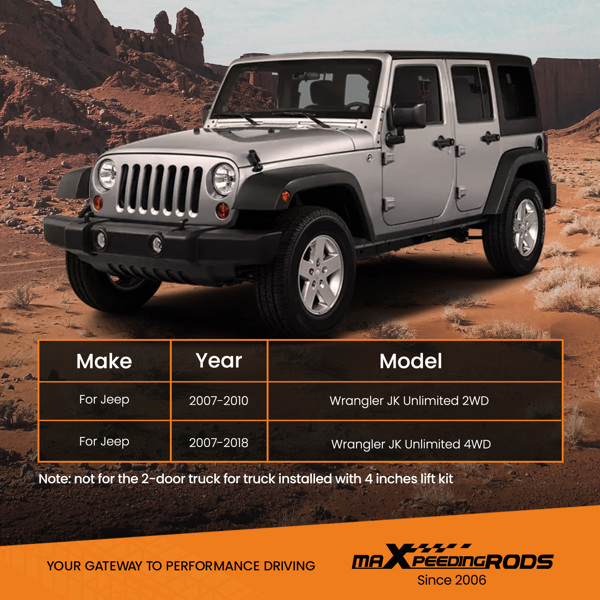 前上下可调控制臂 0-6 英寸升降 适用于 Jeep Wrangler JK  2007-2018-2