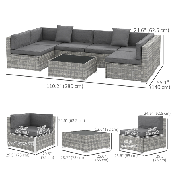 Rattan Three-Seat Sofa-1