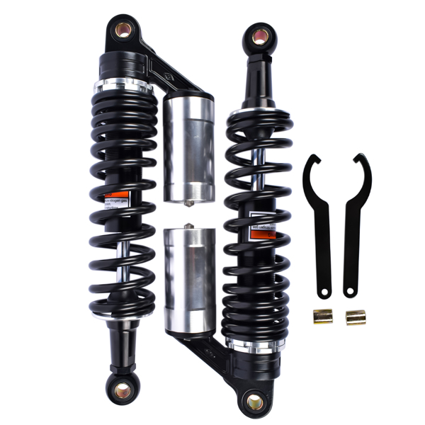 减震器 2x 13.5" 340mm Motorcycle Rear Air Shock Absorbers Suspension For Harley Sportster 883 1200 Honda Black & Silver-5