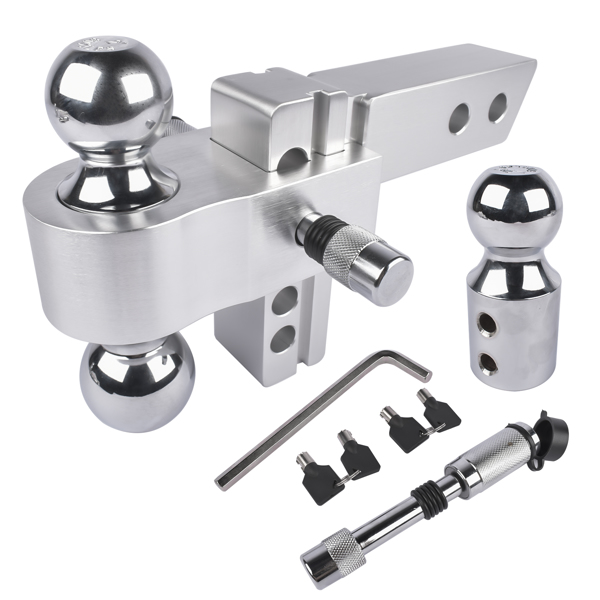 拖车挂接装置 2" Receiver 12500 LBS Adjustable Trailer Hitch 4" Drop/Rise Tow Hitch Aluminum Drop Hitch 1-7/8", 2", 2-5/16" Tri-Ball-2