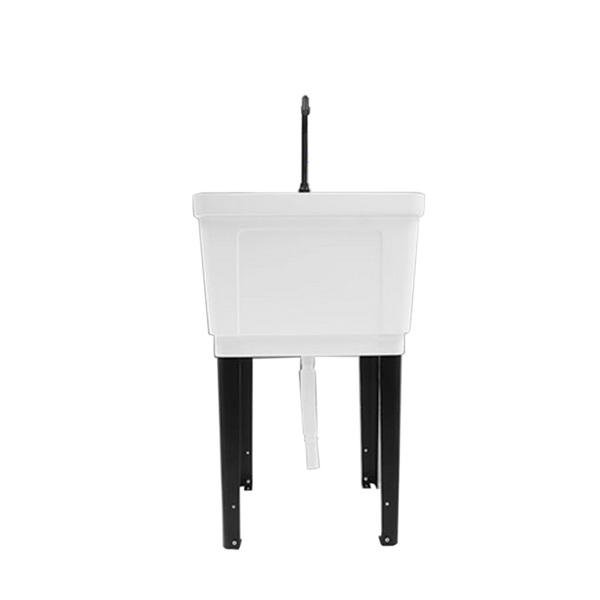 A3- 白色塑料洗衣槽 Freestanding Plastic Utility Sink Laundry Tub Laundry Sink with Faucet White-2