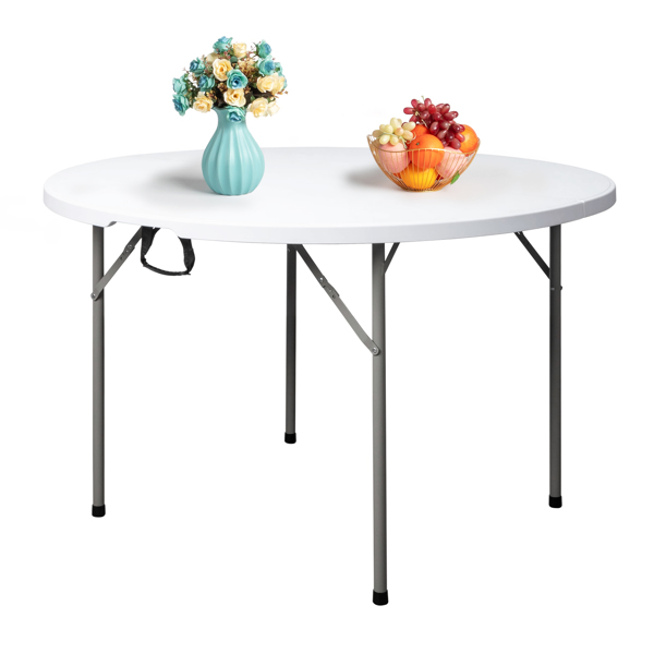 48inch Round Folding Table Outdoor Folding Utility Table White-73