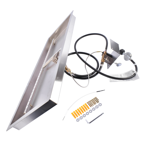 A1-36x12 英寸嵌入式矩形火盆 36x12-inch Fire Pit Pan Stainless Steel Fire Pit Burner Kit Rectangular Indoor or Outdoor-3
