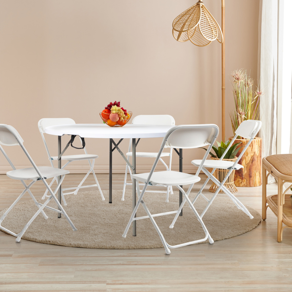 48inch Round Folding Table Outdoor Folding Utility Table White-98
