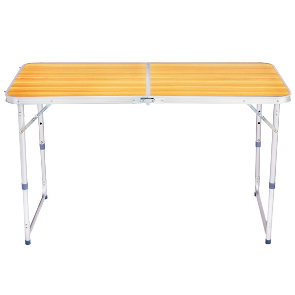 4ft 木纹色  户外折叠桌  铝合金  长方形  50kg 两折桌面-2