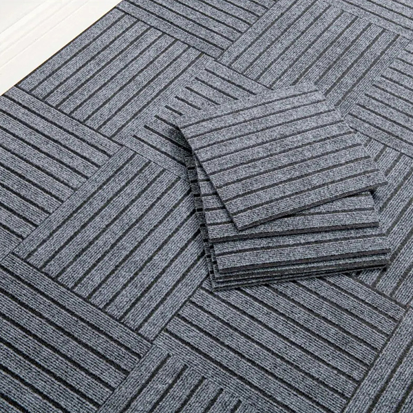 七条纹垫自粘地毯地垫 30*30 (Color:Gray, 颜色:灰) 10片-11