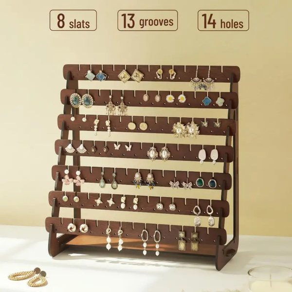 Earring Stand Wood Earring Display Stands Retro Earring Holder Jewelry Organizer-7