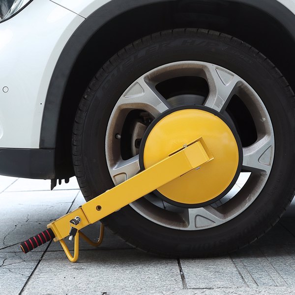 适用于拖车、卡车、轿车、SUV和RV拖车的2件套重型可调节钢轮锁夹-功能强大的防盗轮胎锁，可增强车辆安全性，是停车场和室外停车场的必备工具（周末不发货，禁售亚马逊）-9