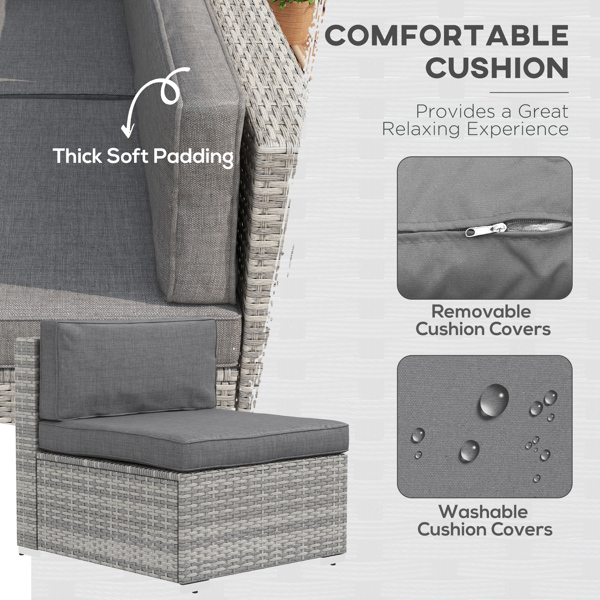 Rattan Three-Seat Sofa-5