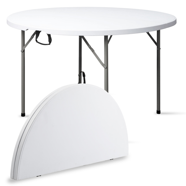 48inch Round Folding Table Outdoor Folding Utility Table White-77