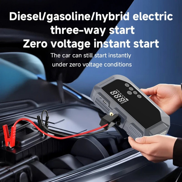 带空气压缩机的汽车应急启动器 12V 2000A 7.0L 汽油/5.5L 柴油汽车电池启动器数字轮胎充气机-3