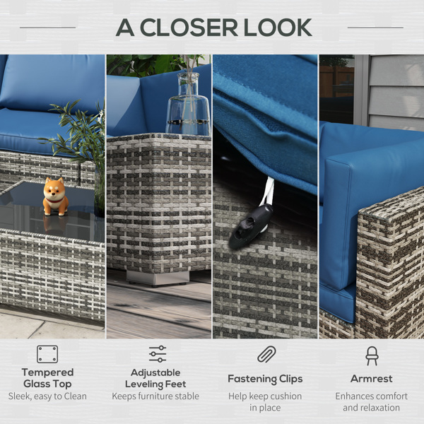 Rattan Three-Seat Sofa-7