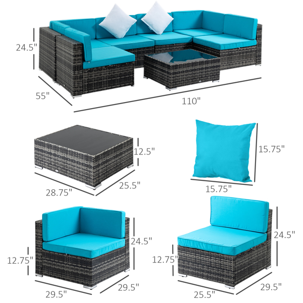Rattan Three-Seat Sofa-7