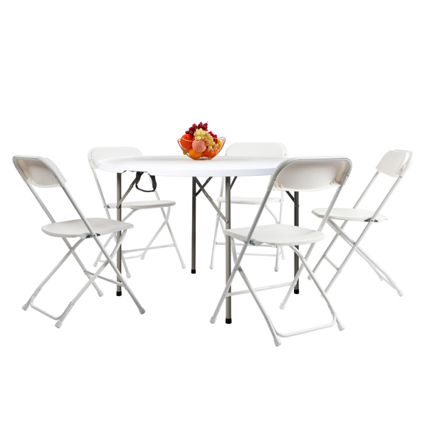 48inch Round Folding Table Outdoor Folding Utility Table White-79