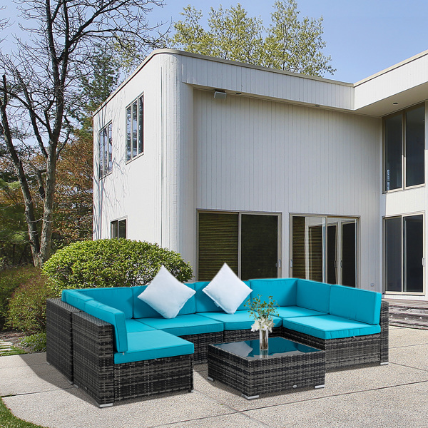 Rattan Three-Seat Sofa-1