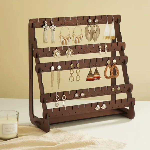 Earring Stand Wood Earring Display Stands Retro Earring Holder Jewelry Organizer-8