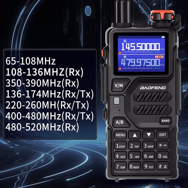 宝峰 Baofeng K5plus 10w 双频对讲机 黑色+适配器+USB线 9个装 -3