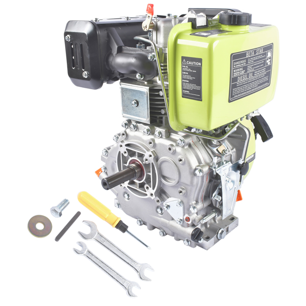 A1-绿色10HP四冲程单缸柴油发动机 10HP 4Stroke Single-Cylinder Diesel Engine 418CC 6300W Recoil 3600RPM Air Cooled (Green)-3