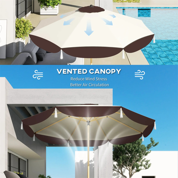 8.7 FT Elegance Patio Umbrella, UPF 50+ Outdoor Market Umbrella with 8 Ribs, Beige -6