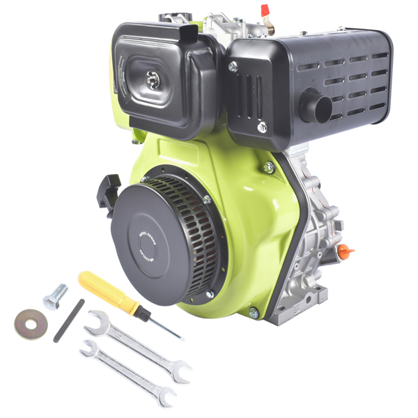 A1-绿色10HP四冲程单缸柴油发动机 10HP 4Stroke Single-Cylinder Diesel Engine 418CC 6300W Recoil 3600RPM Air Cooled (Green)-4