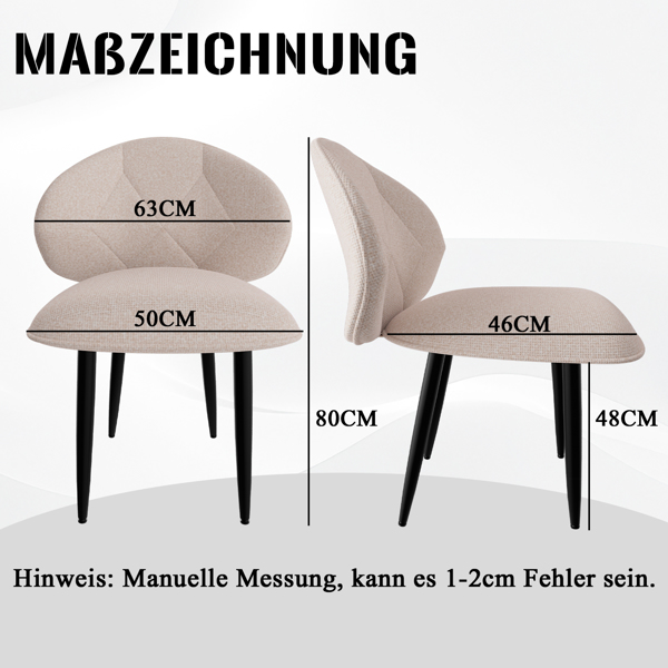 Gepolsterte Esszimmerstühle 8er Set, Moderne Stühle Esszimmer Bequeme Verbreiterte Rückenlehne Küchenstühle mit Metallfüßen-2