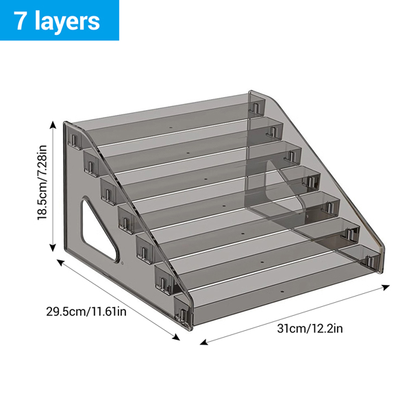亚克力卡牌拆卡收纳架多层卡位架(Layers:7 layers, 型号:灰色7层）-7