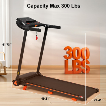 全新家用跑步机，2.5HP 静音折叠跑步机，带心率传感器，承重 300 磅，7.5 英里/小时，倾斜跑步机，带 USB 充电站和蓝牙扬声器，6 个减震装置