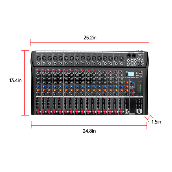 A1-16路调音台美标宽压 Digital 16-Channel Mixer Sound Board Console Wireless Live Studio Audio Mixer Power Mixing USB (110V-220V)-4