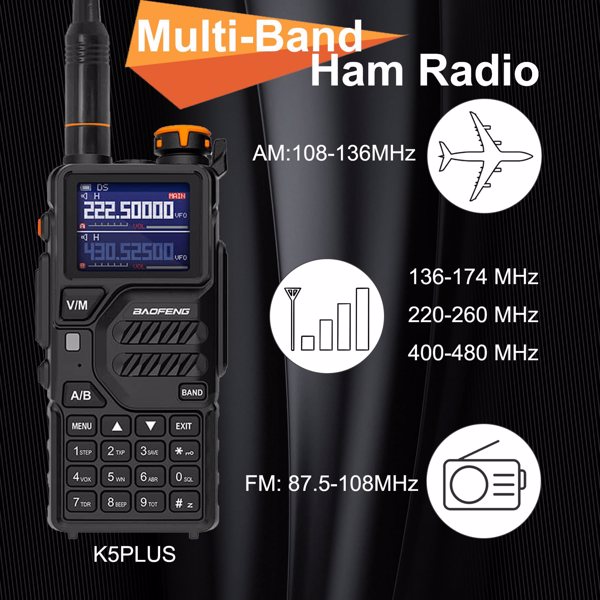BAOFENG Radio Walkie Talkies K5PLUS Ham Radio Long Range Handheld Rechargeable Two Way Radio 10W(Upgrade of UV-5R) with NOAA, 999 Channels, Copy Frequency, USB-C Charginng, Emergency Radios Audio prod-5