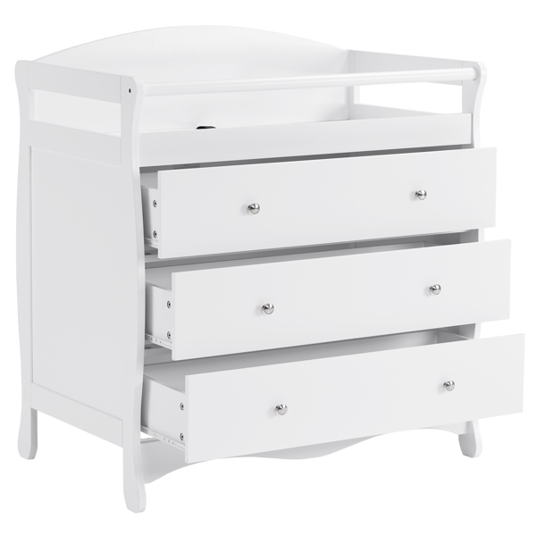 White 3-Tier Drawer Baby Cot with Safety Guard – 90.5x58x92cm | Wooden Baby Bed & Storage Combo-6