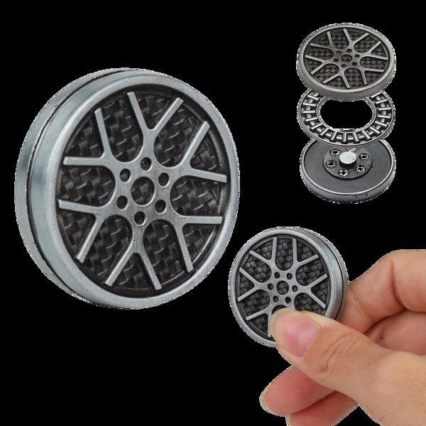 磁性金属指尖滑块，硬币减压玩具 ADHD 指尖玩具成人 EDC 休闲指尖玩具磁性积木，感官玩具缓解焦虑压力（轮毂款-银色）-4