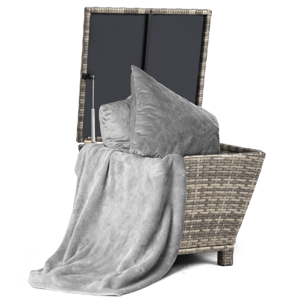 50*50*43cm 梯形 可翻盖 灰色渐变藤条 编藤边桌-5