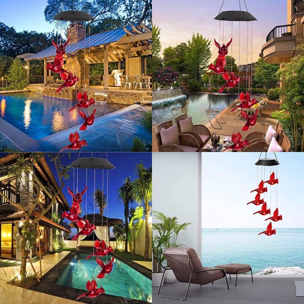 Solar Wind Chime Lights LED Color Changing Hanging Lamp Bird Ball Garden Decor for Home Party Night Garden Decoration-4