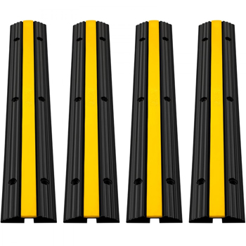 4包1通道橡胶电缆保护器坡道重型22046Lbs负载能力电缆电线绳盖坡道减速带车道软管电缆坡道保护盖（周末不发货，禁售亚马逊）