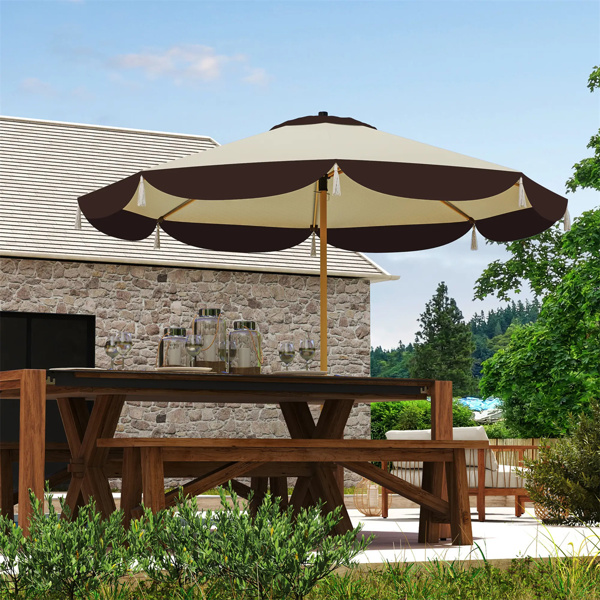 8.7 FT Elegance Patio Umbrella, UPF 50+ Outdoor Market Umbrella with 8 Ribs, Beige -9