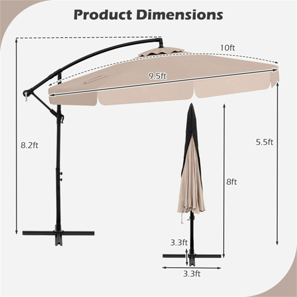 10 Feet Patio Cantilever Umbrella -2