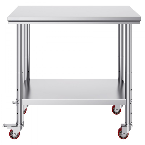 36x24 Inch Stainless Steel Work Table with 4 Wheels: Heavy-Duty Mobile Commercial Food Prep Worktable for Kitchen & Restaurant-9