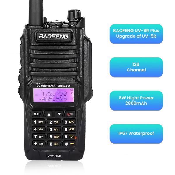 宝峰 UV-9R Plus 三防双频对讲机 8W 黑色（一个装）-1