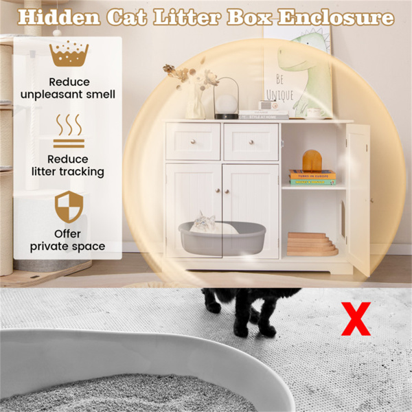 猫垃圾箱外壳，带2个抽屉和3门防倾倒装置存储（amazon shipping-发货，WALMART禁止销售）-8