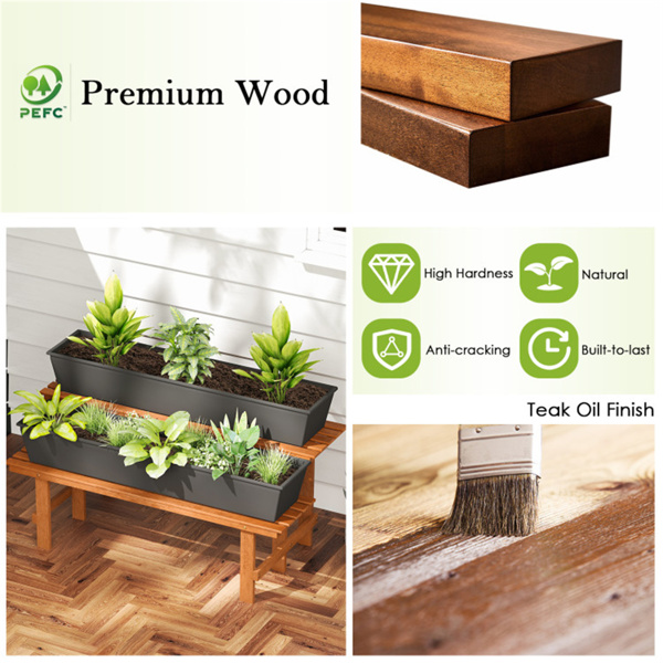 双层木本植物架、阶梯式花盆架  （amazon shipping-发货，WALMART 禁止销售）-6